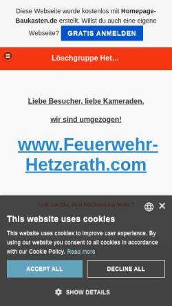 Vorschau der mobilen Webseite hetzerather-feuerwehr.de.tl, Freiwillige Feuerwehr