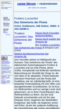 Vorschau der mobilen Webseite rezensionen.literaturwelt.de, Fruttero und Luccentini: Das Geheimnis der Pineta