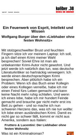 Vorschau der mobilen Webseite www.kaliber38.de, kaliber .38: Der Expertentipp von Wolfgang Burger