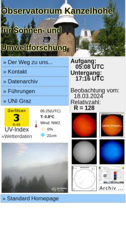 Vorschau der mobilen Webseite www.kso.ac.at, Sonnenobservatorium Kanzelhöhe