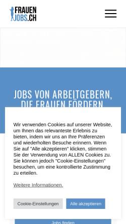Vorschau der mobilen Webseite www.frauenjobs.ch, Frauenjobs.ch - Online-Stellenplattform speziell für Frauen