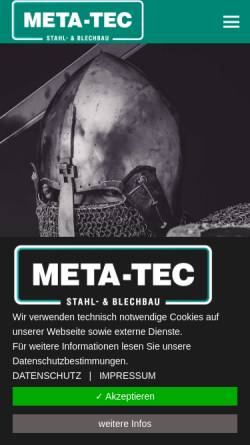 Vorschau der mobilen Webseite meta-tec.net, Meta-Tec Metallbau und Umform GmbH