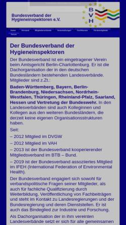 Vorschau der mobilen Webseite www.bundesverband-hygieneinspektoren.de, Bundesverband der Hygieneinspektoren e.V.