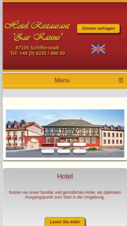 Vorschau der mobilen Webseite www.hotelzurkanne.de, Hotel und Gasthaus Zur Kanne