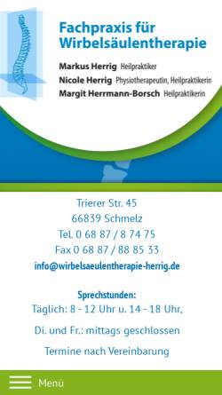 Vorschau der mobilen Webseite www.wirbelsaeulentherapie-herrig.de, Herrig, Markus Heilpraktiker