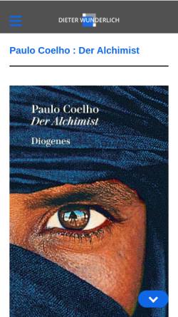 Vorschau der mobilen Webseite www.dieterwunderlich.de, Paulo Coelho: Der Alchimist