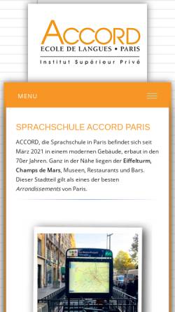 Vorschau der mobilen Webseite www.accord-paris.de, Accord, Paris