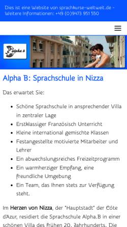 Vorschau der mobilen Webseite www.institut-alpha-b.com, Alpha. b, Nizza