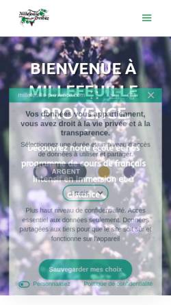 Vorschau der mobilen Webseite www.millefeuille-provence.com, Millefeuille Provence, St Geniès de Comolas