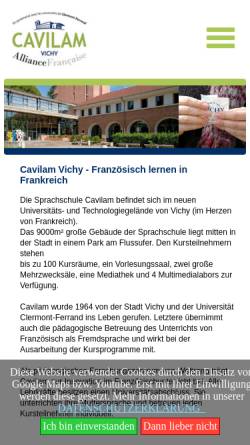 Vorschau der mobilen Webseite www.cavilam.de, Sprachschule Cavilam, Vichy