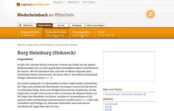 Vorschau von www.regionalgeschichte.net, Heimburg in Niederheimbach - Wikipedia