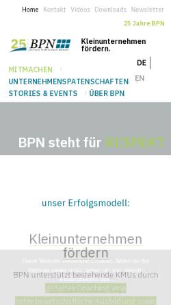 Vorschau der mobilen Webseite bpn.ch, Business Professional Network