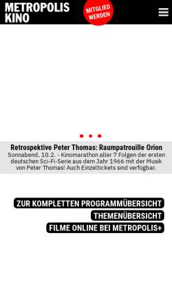 Vorschau der mobilen Webseite www.metropoliskino.de, Metropolis