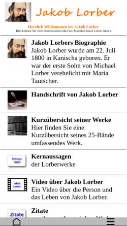 Vorschau der mobilen Webseite www.jakob-lorber.org, Jakob Lorber - Der Schreibknecht Gottes