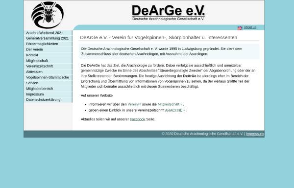 Vorschau von www.dearge.de, Deutsche Arachnologische Gesellschaft e. V. (DeArGe)