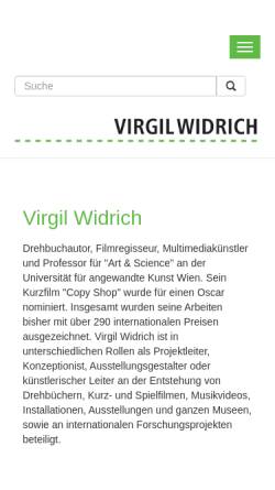 Vorschau der mobilen Webseite www.widrichfilm.com, Virgil Widrich Film- und Multimediaproduktions G.m.b.H.