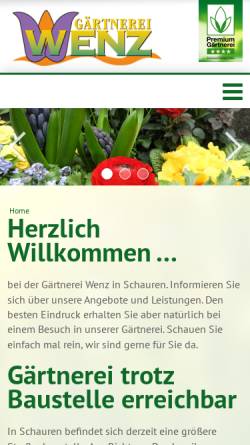 Vorschau der mobilen Webseite www.gaertnerei-wenz.de, Gärtnerei Wenz