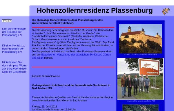 Vorschau von www.plassenburg.ku.ms, Hohenzollernresidenz Plassenburg