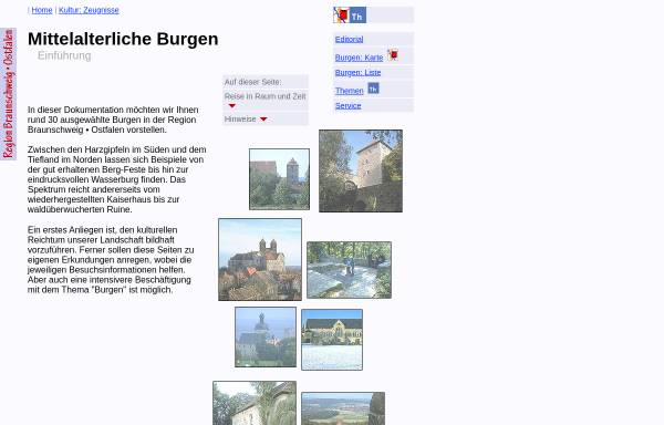 Vorschau von robert.cyty.com, Region Braunschweig - Ostfalen: Mittelalterliche Burgen