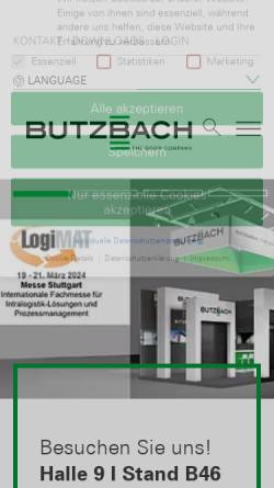 Vorschau der mobilen Webseite www.butzbach.com, Butzbach GmbH, Industrietore