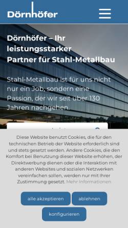 Vorschau der mobilen Webseite www.doernhoefer.de, Dörnhöfer Stahl- und Metallbau GmbH & Co. KG