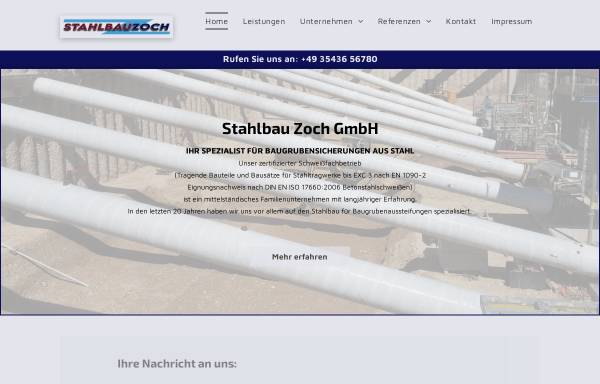 Vorschau von www.stahlbau-zoch.de, Metall & Stahlbau Zoch GmbH
