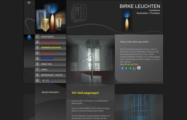 Vorschau von www.sonderleuchten-metallbau.de, Metallkonstruktionen Birke GmbH