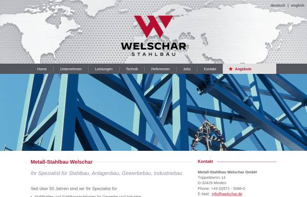 Vorschau von www.welschar.de, Metall-Stahlbau Welschar GmbH