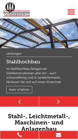 Vorschau der mobilen Webseite www.stahlmetall-wimmer.de, Wimmer GmbH