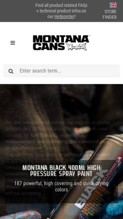 Vorschau der mobilen Webseite www.montana-cans.de, Montana Cans
