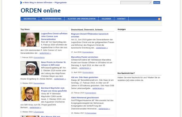Vorschau von www.orden-online.de, Orden-online: Der WebKatalog für Klöster und Orden