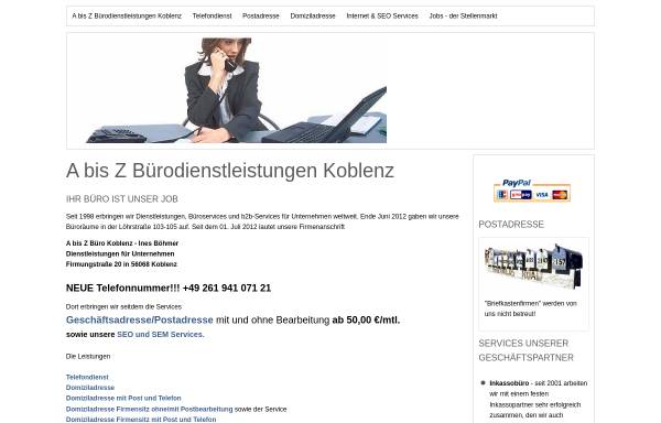 Vorschau von www.a-bis-z-buero.de, Ines Böhmer - A bis Z Bürodienstleistungen