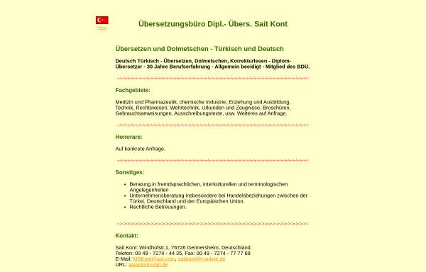 Vorschau von www.kont-sait.de, Übersetzungsbüro Dipl.-Übers. Sait Kont