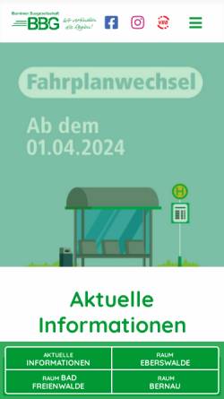 Vorschau der mobilen Webseite bbg-eberswalde.de, Barnimer Busgesellschaft mbH