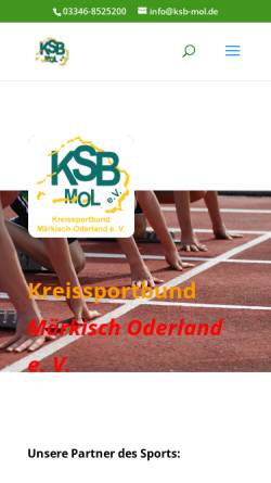 Vorschau der mobilen Webseite www.ksb-mol.de, Kreissportverband Märkisch-Oderland