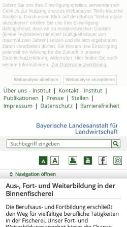 Vorschau der mobilen Webseite www.lfl.bayern.de, Bayerische Landesanstalt für Landwirtschaft, Institut für Fischerei