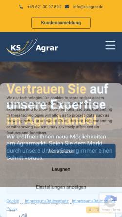 Vorschau der mobilen Webseite www.ks-agrar.de, KS Agrar GmbH