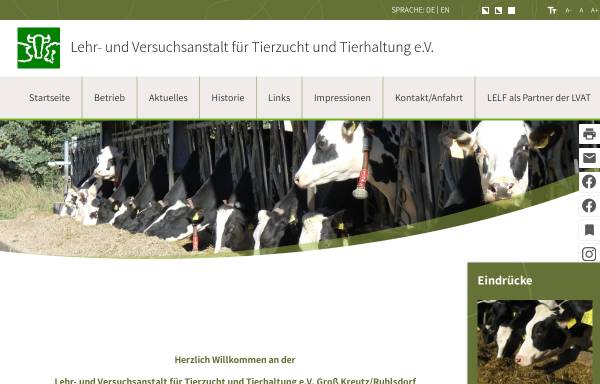 Vorschau von www.lvatgrosskreutz.de, Lehr- und Versuchsanstalt für Tierzucht und Tierhaltung (LVAT)