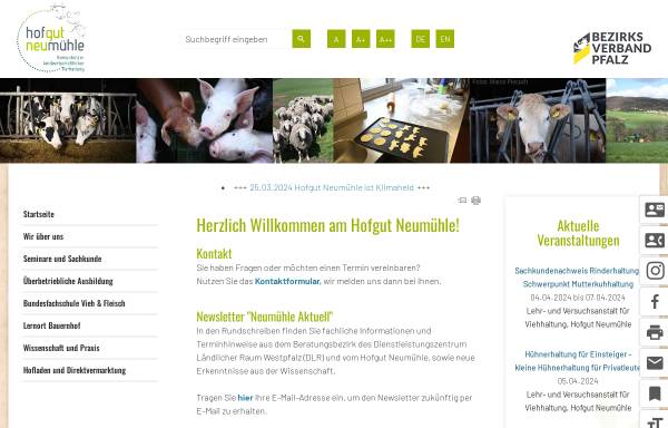 Vorschau von www.hofgut-neumuehle.de, Lehr- und Versuchsanstalt Hofgut-Neumühle