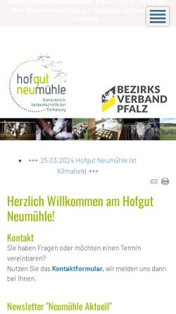 Vorschau der mobilen Webseite www.hofgut-neumuehle.de, Lehr- und Versuchsanstalt Hofgut-Neumühle