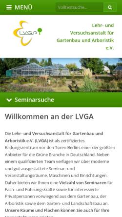 Vorschau der mobilen Webseite www.lvga-bb.de, Lehranstalt für Gartenbau und Floristik Großbeeren e.V. [LAGF]