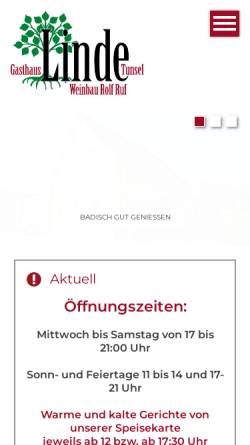 Vorschau der mobilen Webseite www.gasthaus-linde-tunsel.de, Gasthaus Linde