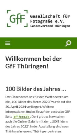 Vorschau der mobilen Webseite www.gff-thueringen.de, Gesellschaft für Fotografie e.V. - Landesverband Thüringen