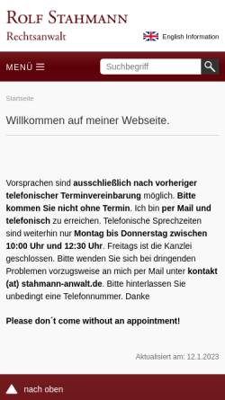 Vorschau der mobilen Webseite stahmann-anwalt.de, Stahmann Rolf