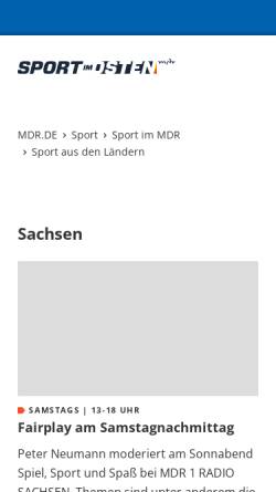 Vorschau der mobilen Webseite www.mdr.de, Sport im MDR