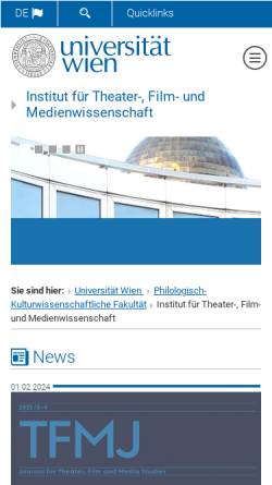 Vorschau der mobilen Webseite tfm.univie.ac.at, Institut für Theater-, Film- und Medienwissenschaft an der Universität Wien