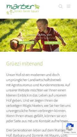 Vorschau der mobilen Webseite www.manserferien.ch, Familie Manser, Täschliberg