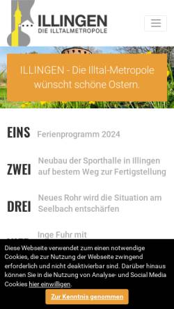 Vorschau der mobilen Webseite www.illingen.de, Gemeinde Illingen, Saar