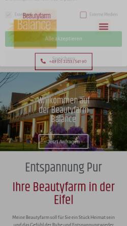 Vorschau der mobilen Webseite www.beautyfarm-balance.de, Beautyfarm Balance