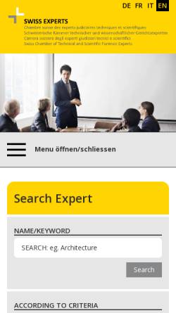 Vorschau der mobilen Webseite www.swiss-experts.ch, Swiss Forensic Experts
